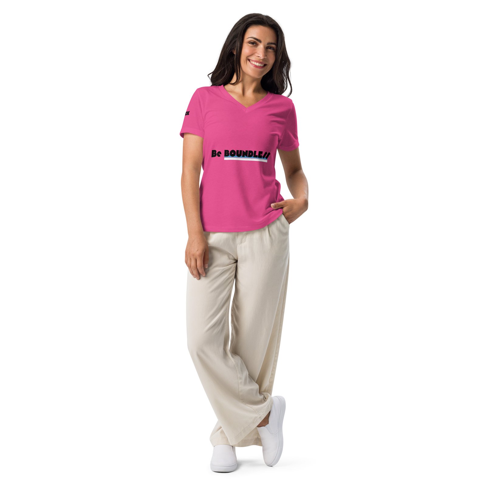 LEMEK "Be Boundless" Women’s Relaxed V-Neck T-Shirt - Image 15