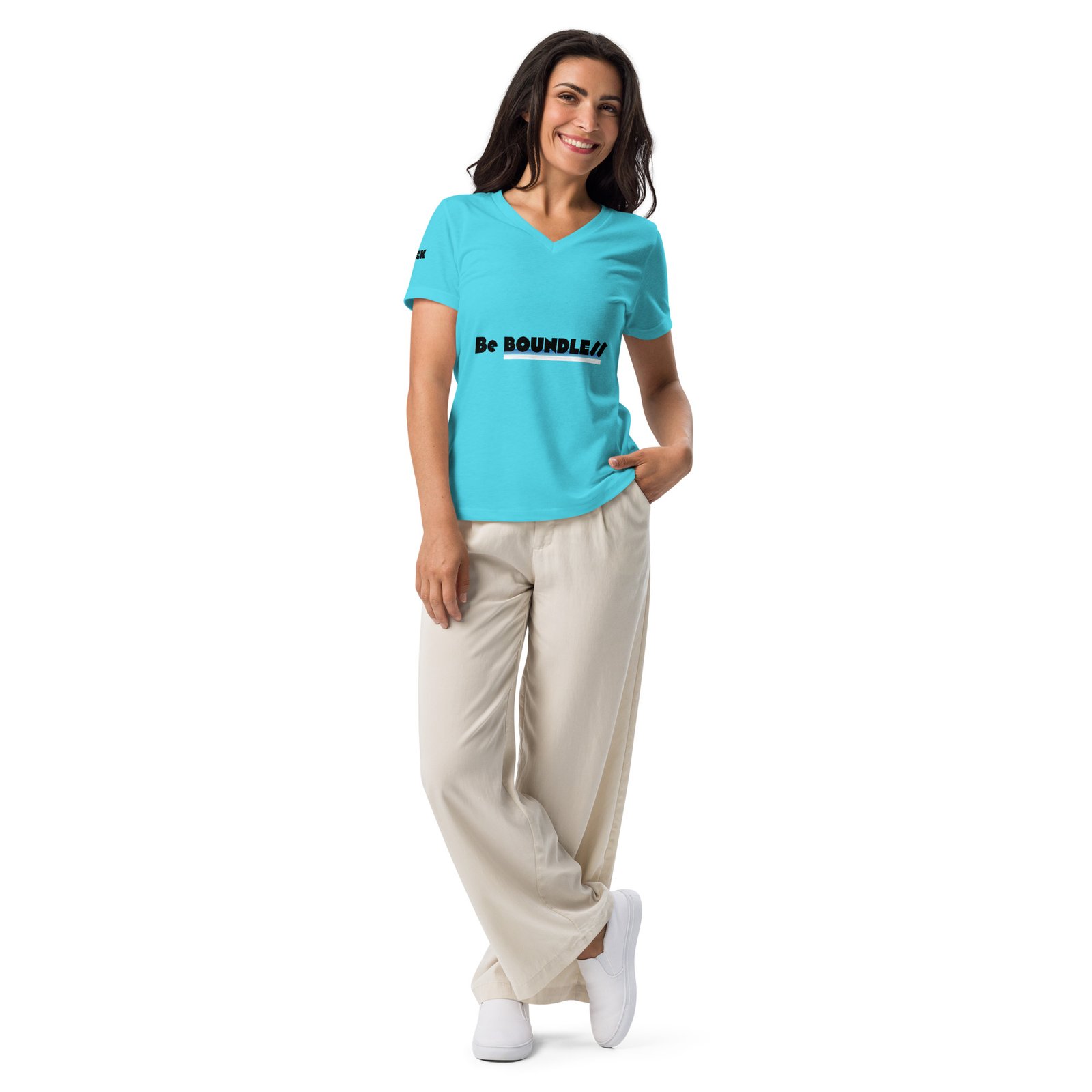 LEMEK "Be Boundless" Women’s Relaxed V-Neck T-Shirt - Image 14